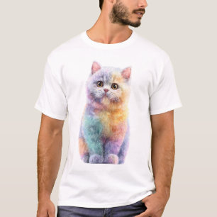 Regenbogen-Pastell-Wasserfarbe Fluffige Katzen Män T-Shirt