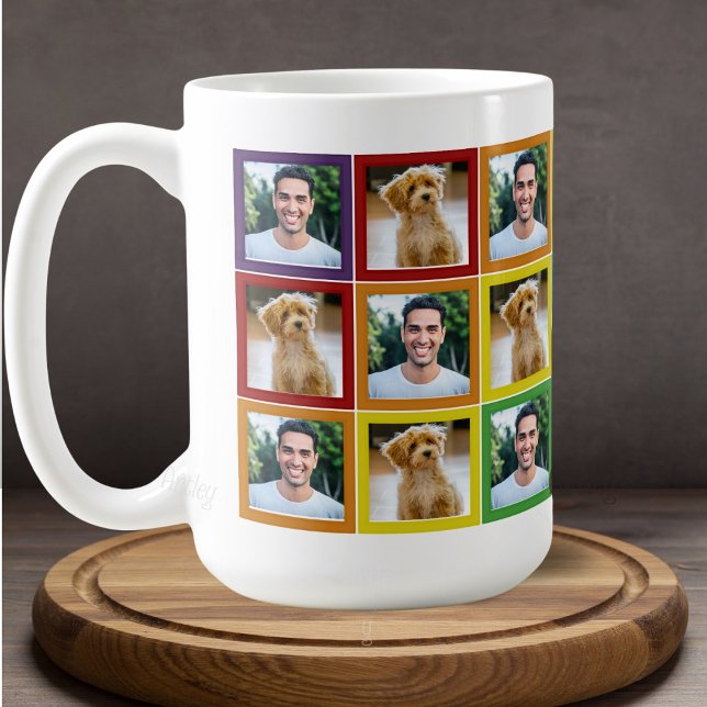 Regenbogen-Patchwork-Haustier-Foto-Quadrat-Muster  Kaffeetasse (Von Creator hochgeladen)
