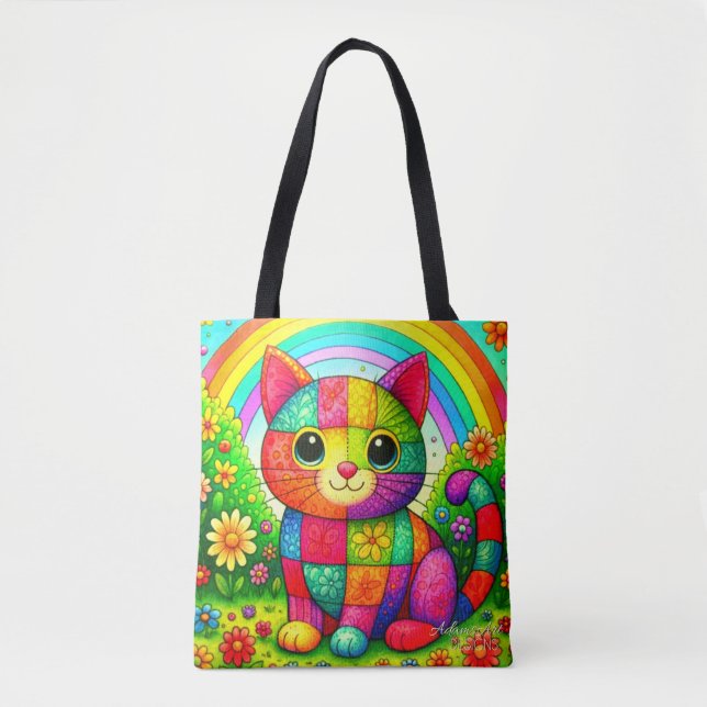 Regenbogen-Patchwork-Katzengestaltung (Vorderseite)