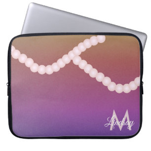 Regenbogen Perlen Glitzer Rosa Mit Monogramm Laptopschutzhülle