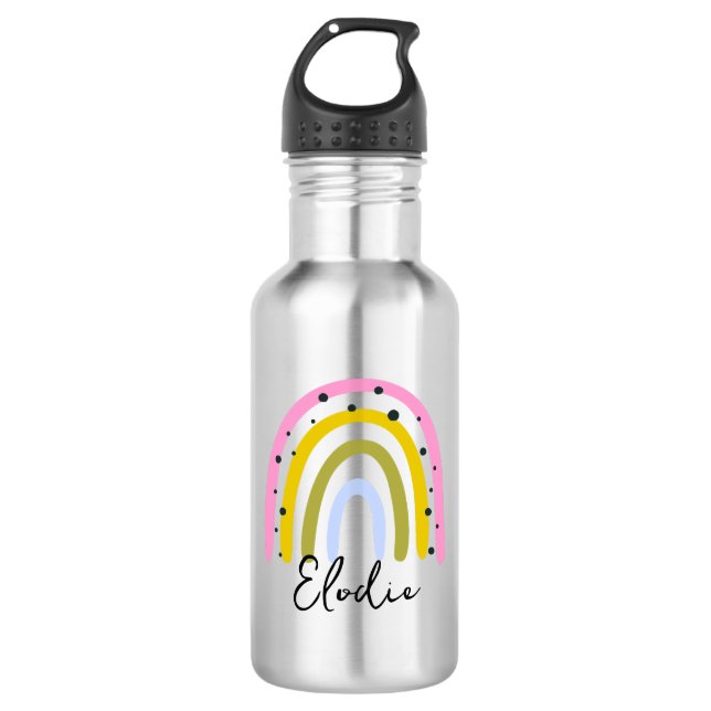 Regenbogen Personalisierte Namens-Wasserflasche In Edelstahlflasche (Vorderseite)