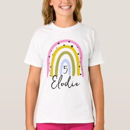 Regenbogen Personalisierter Name Geburtstag Zahl B T-Shirt