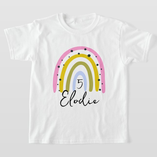 Regenbogen Personalisierter Name Geburtstag Zahl B T-Shirt (Ablage )