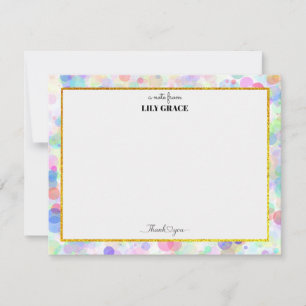 Regenbogen personalisierter Name Monogramm, Dankes Mitteilungskarte