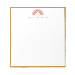 Regenbogen Personalisierter Name Retro Boho Teenag Notizblock