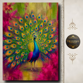 Regenbogen-Pfau-Dekor-Decoupage Seidenpapier