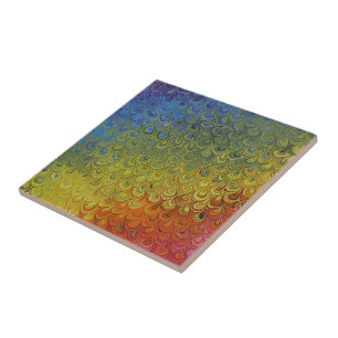 Regenbogen-Pfau-Marmor Fliese