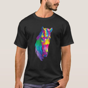 Regenbogen Pferdekopf Bunte Reiterei Pferd Anzeig T-Shirt