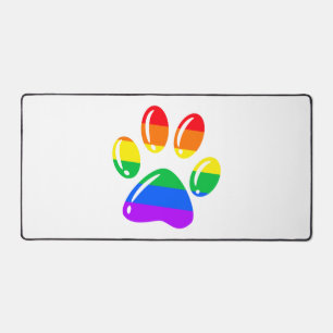 Regenbogen-Pfotenabdruck-Hundepfote-LGBT-Stolz-LGB Schreibtischunterlage