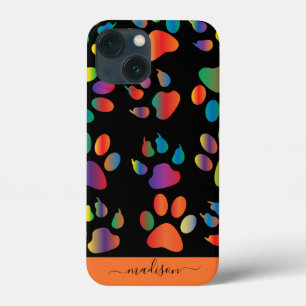 Regenbogen-Pfotenabdruck-Muster personalisierter N Case-Mate iPhone Hülle
