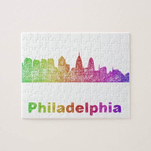 Regenbogen-Philadelphia-Skyline Puzzle (Horizontal)