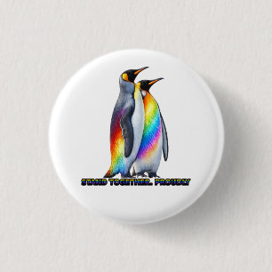Regenbogen Pinguin Pride Steht Zusammen Button