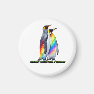 Regenbogen Pinguin Pride Steht Zusammen Magnet