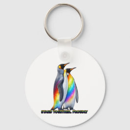 Regenbogen Pinguin Pride Steht Zusammen Schlüsselanhänger