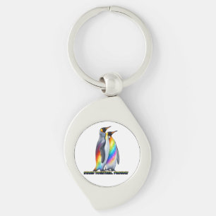 Regenbogen Pinguin Pride Steht Zusammen Schlüsselanhänger