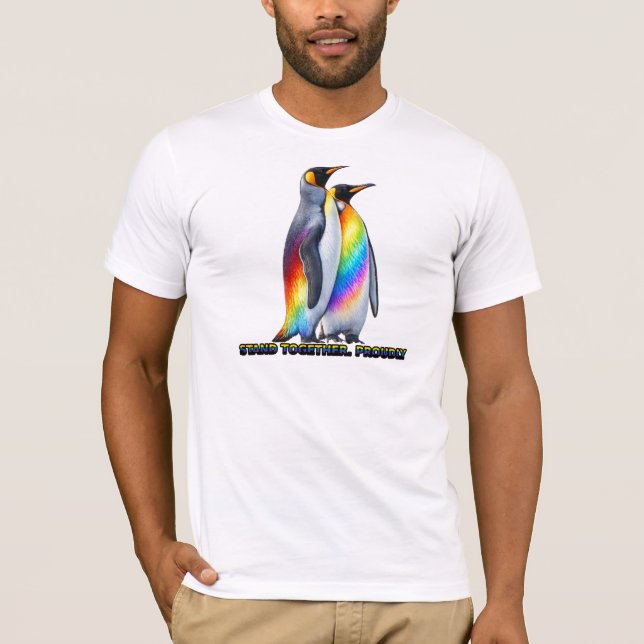 Regenbogen Pinguin Pride Steht Zusammen T-Shirt (Vorderseite)