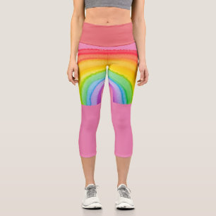 REGENBOGEN-PINK-CAPRI-YOGA-HOSEN LEGGINGS