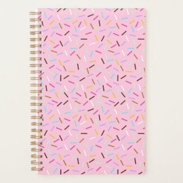 Regenbogen-Pink-Donut-Sprinkles-Notizbuch-Planer  Planer (Vorderseite)