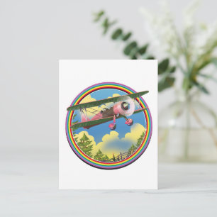 Regenbogen-Pink-Doppeldecker-Logo Einladungspostkarte