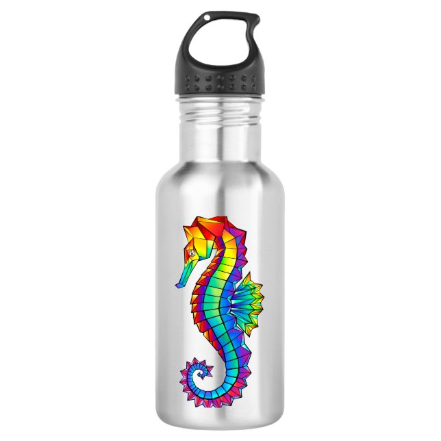 Regenbogen-Polygonal-Seepferdchen Edelstahlflasche (Vorderseite)