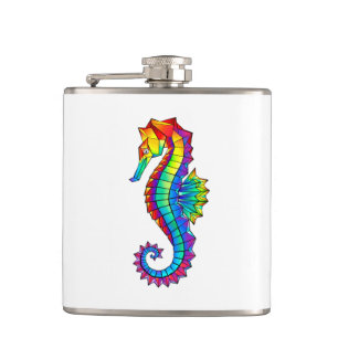Regenbogen-Polygonal-Seepferdchen Flachmann