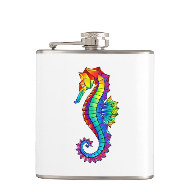 Regenbogen-Polygonal-Seepferdchen Flachmann (Vorderseite)