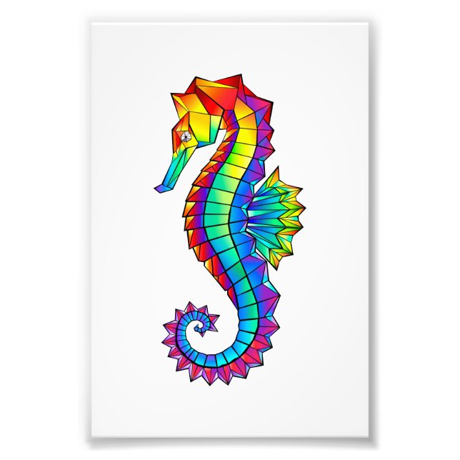 Regenbogen-Polygonal-Seepferdchen Fotodruck (Vorne)