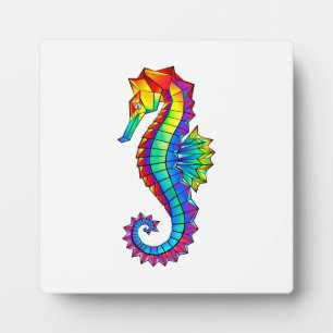 Regenbogen-Polygonal-Seepferdchen Fotoplatte