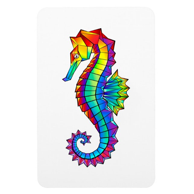 Regenbogen-Polygonal-Seepferdchen Magnet (Vertikal)