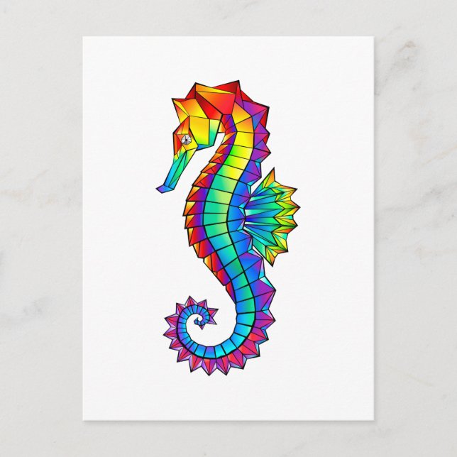Regenbogen-Polygonal-Seepferdchen Postkarte (Vorderseite)
