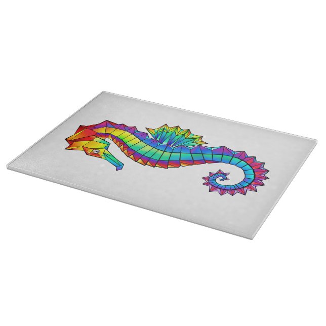 Regenbogen-Polygonal-Seepferdchen Schneidebrett (Ecke)