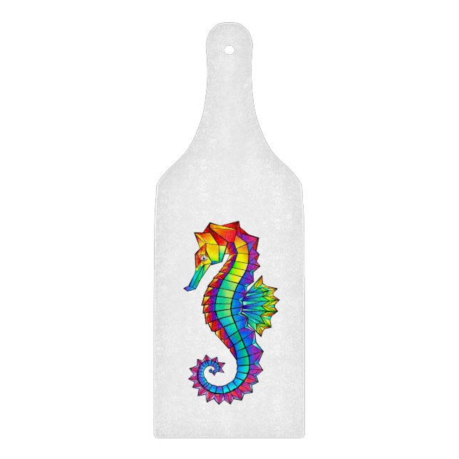Regenbogen-Polygonal-Seepferdchen Schneidebrett (Vorderseite)