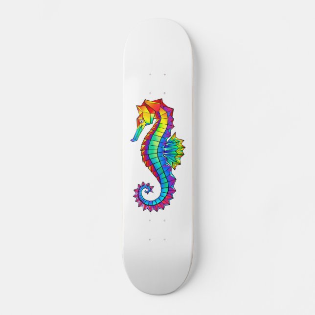 Regenbogen-Polygonal-Seepferdchen Skateboard (Vorderseite)
