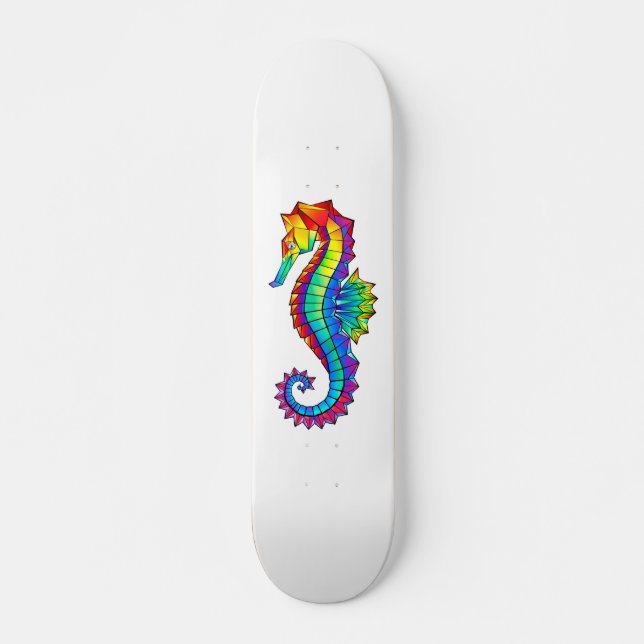 Regenbogen-Polygonal-Seepferdchen Skateboard (Vorne)