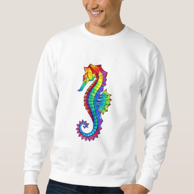 Regenbogen-Polygonal-Seepferdchen Sweatshirt (Vorderseite)