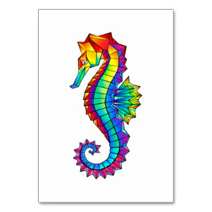 Regenbogen-Polygonal-Seepferdchen Tischnummer