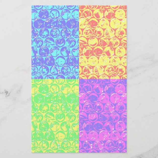 Regenbogen-Pop-Art-Blasenfolie Briefpapier (Vorderseite)