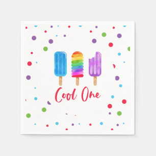 Regenbogen Pop Cool One 1. Geburtstag Serviette