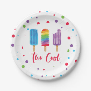 Regenbogen Pop Two Cool 2. Geburtstag Pappteller
