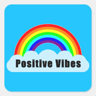 REGENBOGEN - Positive Vibes Quadratischer Aufkleber