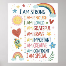 Regenbogen-Poster mit positiven Affirmationen für