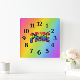 Regenbogen-PRIDE-LGBTQIA+-Community Quadratische Wanduhr