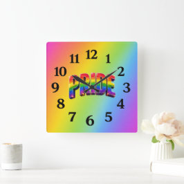 Regenbogen-PRIDE-LGBTQIA+-Community Quadratische Wanduhr