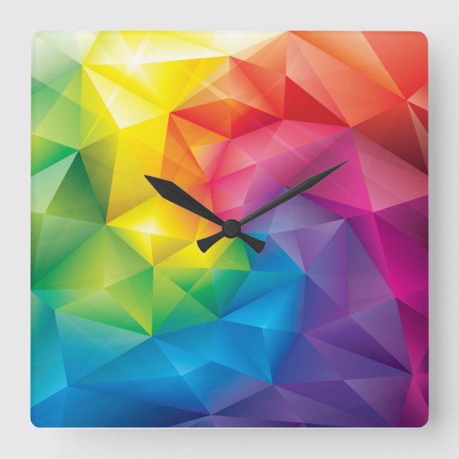 Regenbogen-Prisma-Quadrat-Wanduhr Quadratische Wanduhr (Vorderseite)