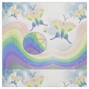 Regenbogen-Prisma-Schmetterlings-Pentagramm Stoff