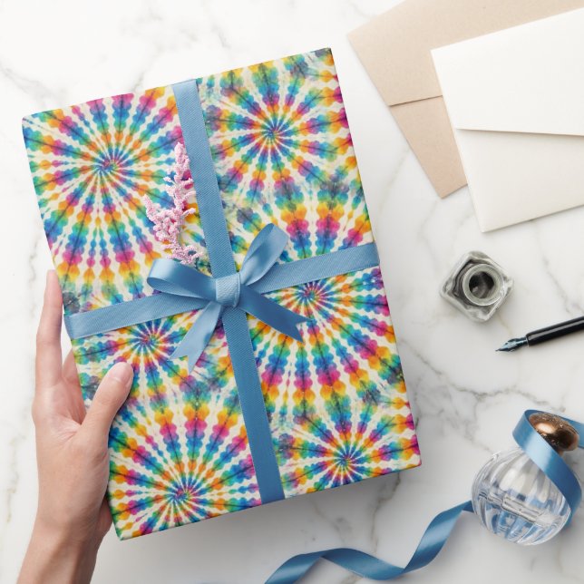 Regenbogen-Psychedelic-Tie-Dye-Geschenkpapier Geschenkpapier (Schenken)