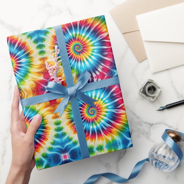 Regenbogen-Psychedelic-Tie-Dye-Geschenkpapier Geschenkpapier (Schenken)