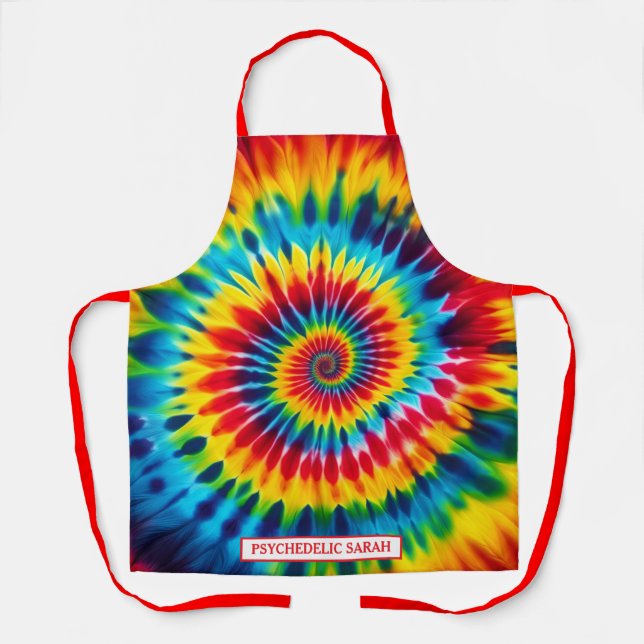 Regenbogen-Psychedelic-Tie-Dye-Schürze Schürze (Vorderseite)