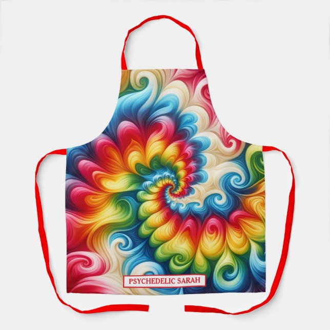 Regenbogen-Psychedelic-Tie-Dye-Schürze Schürze (Vorderseite)