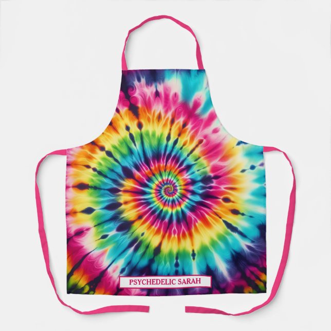 Regenbogen-Psychedelic-Tie-Dye-Schürze Schürze (Vorderseite)